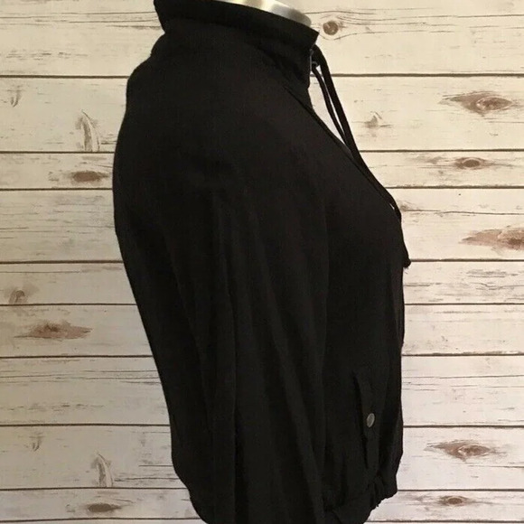 LA HEARTS Women Long Sleeve Open Front Zip-Up Black Casual Shirt Top Size Medium - Picture 4 of 12